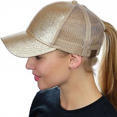 Mujer Breathable Paillette Baseball Cap with Ponytail Hole Summer Sunscreen Hat  eb-54759687